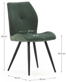 Zöld kordbársony étkezőszék szett 2 db-os Adaya – Marckeric