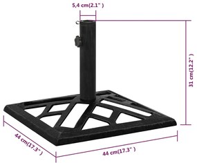vidaXL fekete öntöttvas napernyőtalp 44 x 44 x 31 cm