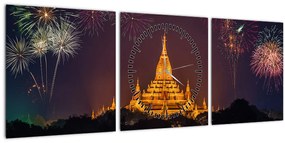 Ázsiai tűzijáték képe (órával) (90x30 cm)