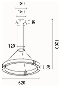 LED Csillár zsinóron LED/33W/230V 3000K 62x120 cm