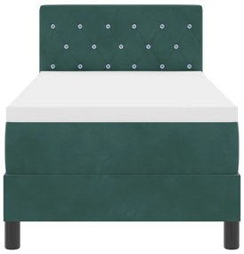Boxspring Ágy Matrac &amp; LED Sötét Zöld 80x200 cm Bársonyos