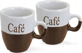 Kávéscsésze szett fehér-barna 2x150ml ajándék retro bögre