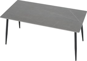 Étkezőasztal, szürke márvány/fekete, 160x80 cm, FLORENC TYP 2