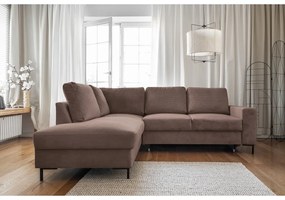 Barna kordbársony kinyitható sarokkanapé (bal oldali) Lofty Lilly – Miuform