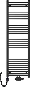 Fürdőszobai dekoratív víz-elektromos radiátor 1600x500 fekete létra