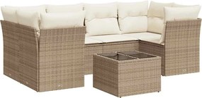 vidaXL 7 részes bézs polyrattan kerti ülőgarnitúra párnákkal
