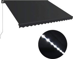vidaXL antracitszürke kézzel kihúzható LED-es napellenző 450 x 300 cm