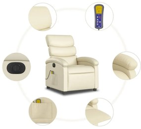 krémszínű műbőr elektromos dönthető masszázsfotel