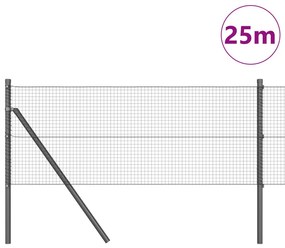 Hegesztett Drótkerítés 13 oszloppal Szürke 0.6x25 m Acél