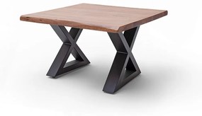 CARTAGENA dohányzó asztal akácfa 75x75cm - X alakú antracit szürke lábbal - Dió