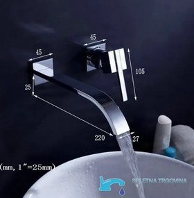 Fali mosdócsaptelep EYN EYN4301 LED-világítással, vízesés kifolyóval, króm felülettel