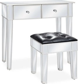 vidaXL tükrös MDF / üveg öltözőasztal ülőkével