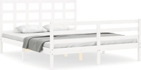 vidaXL fehér tömör fa ágykeret fejtámlával 160 x 200 cm