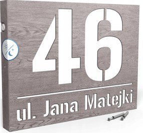 Megvilágított Házszám Címtábla 40X30 CM Szürkület Érzékelővel