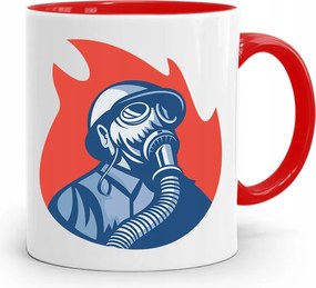 Piros Bögre Tűzoltóknak Tűzoltó A Tűzben fényképes nyomattal