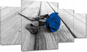 Vászonkép 160x90 Kék rózsa a deszkákon