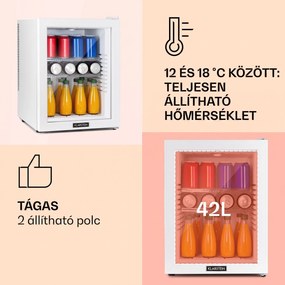 Klarstein Brooklyn 42, mini hűtőszekrény, üvegajtó, LED világítás, polcok