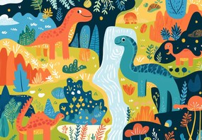 Fotótapéta - Vidám dinoszauruszok (147x102 cm)