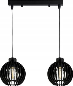 Lámpa fekete Függő Túlnyúlás mennyezeti csillár Loft lámpabúra fa golyó 2