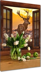 Vászonkép 80x120 Méltóságteljes szarvas a réten