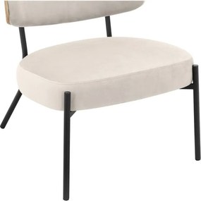 Krémszínű bársony fotel lábtartóval Jerry – Støraa