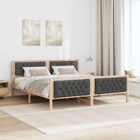 Ágykeret fejtámlával Sötétszürke 180 x 200 cm Tömör fenyőfa