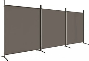 3 paneles antracitszürke szövet térelválasztó 525x180 cm