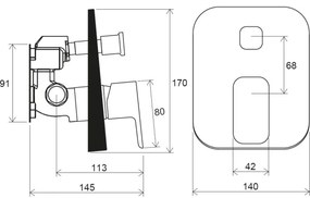 Ravak X070158 - Falba süllyeszthető zuhanycsaptelep FREE fekete