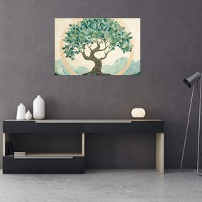 Kép – Elegáns mozaik fával (90x60 cm)