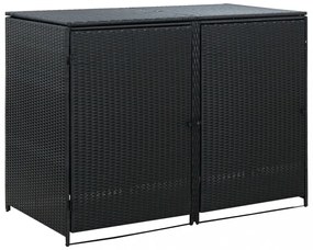 fekete rattan dupla tároló gurulós kukához 148 x 80 x 111 cm