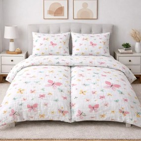 Muszlin ágyneműhuzat Butterfly Color 140x200cm+90x70cm TiaHome