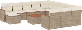 vidaXL 13 részes bézs polyrattan kerti ülőgarnitúra párnákkal