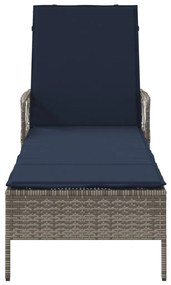 Napozóágy Szürke PE Rattan 157 x 55 x 92 cm Összecsukható