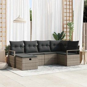 Kerti Kanapé Szett 6 pcs Szürke 232 x 122 x 85 cm Poli rattan