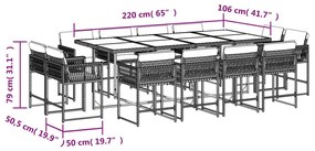 13 részes szürke polyrattan kerti ülőgarnitúra párnákkal