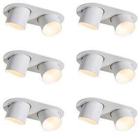 Installa 6 db-os fehér 2-lámpás GU10 50 mm-es beépíthető spotlámpa szett