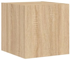 2 db sonoma tölgy színű fali TV-szekrény LED-del 30,5x35x30 cm