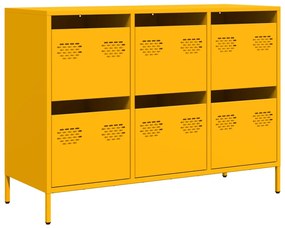 mustársárga hideghengerelt acél tálalószekrény 101,5x39x73,5 cm