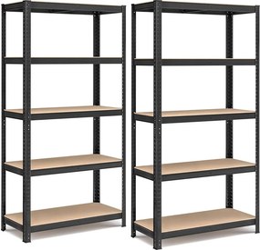 Acél polcrendszer 2 db-os, 180x90x40 cm, fekete