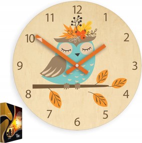 Nyírfa falióra Bagoly mintával Akril Őszi Bagoly Kerek