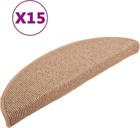 vidaXL 15 db világosbarna félkör alakú lépcsőszőnyeg 56 x 17 x 3 cm