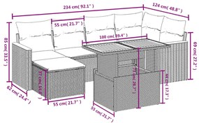 7 részes bézs polyrattan kerti ülőgarnitúra párnákkal