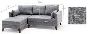 Szürke sarokkanapé (bal oldali) Bella – Balcab Home