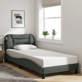 sötétszürke szövet ágykeret LED-es matrac nélkül 80x200 cm