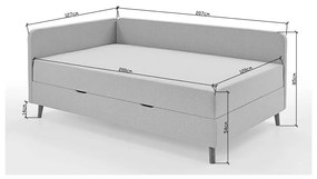 Világosszürke kárpitozott egyszemélyes ágy tárolóhellyel 120x200 cm Cabana – Meise Möbel
