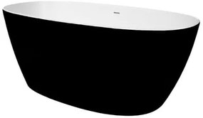 Különálló kád SAT Aula 160x78,7 cm öntött márvány bal és jobb is fekete/fehér SATAULA1600C