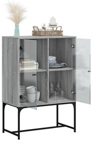 szürke sonoma színű kisszekrény üvegajtókkal 69x37x100 cm