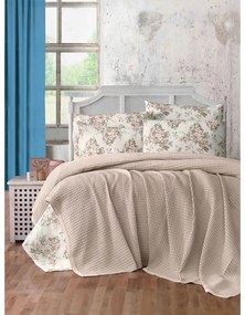 Világosbarna pamut ágytakaró 220x240 cm Waffle – Mila Home