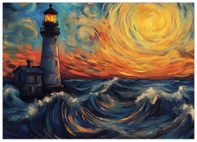 Kép - Világítótorony a hullámokban (70x50 cm)