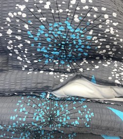 Krepp lapok Pitypang kék TiaHome - 1x Párna 90x70cm, 1x Paplan 140x200cm